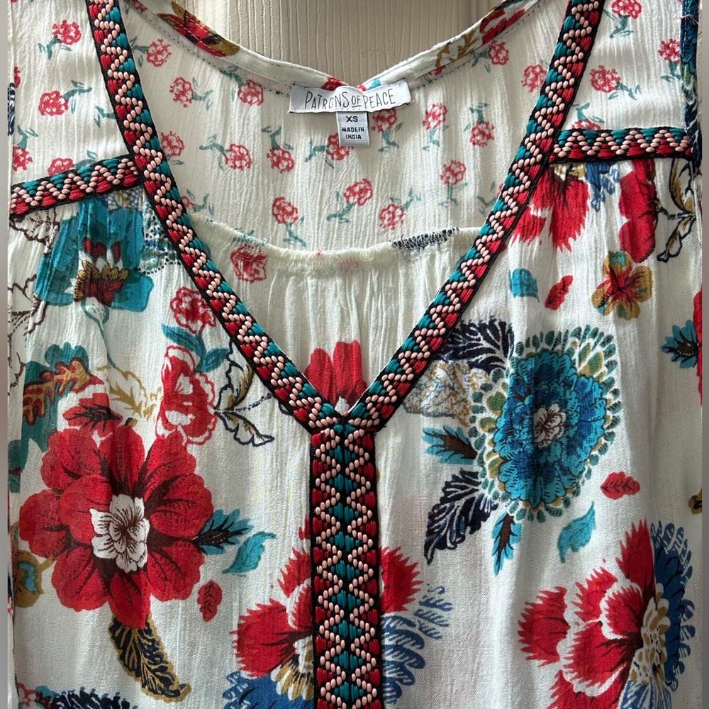 Anthropologie Vintage Floral Print High Low Boho Tank Size XS - Picture 4 of 10